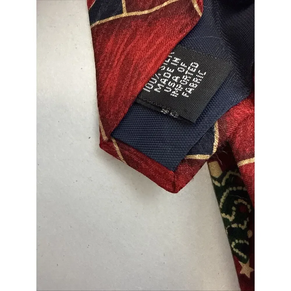 Vintage Robert Stock Silk Necktie Christmas Tree Red Santa Silk Tie Made In USA